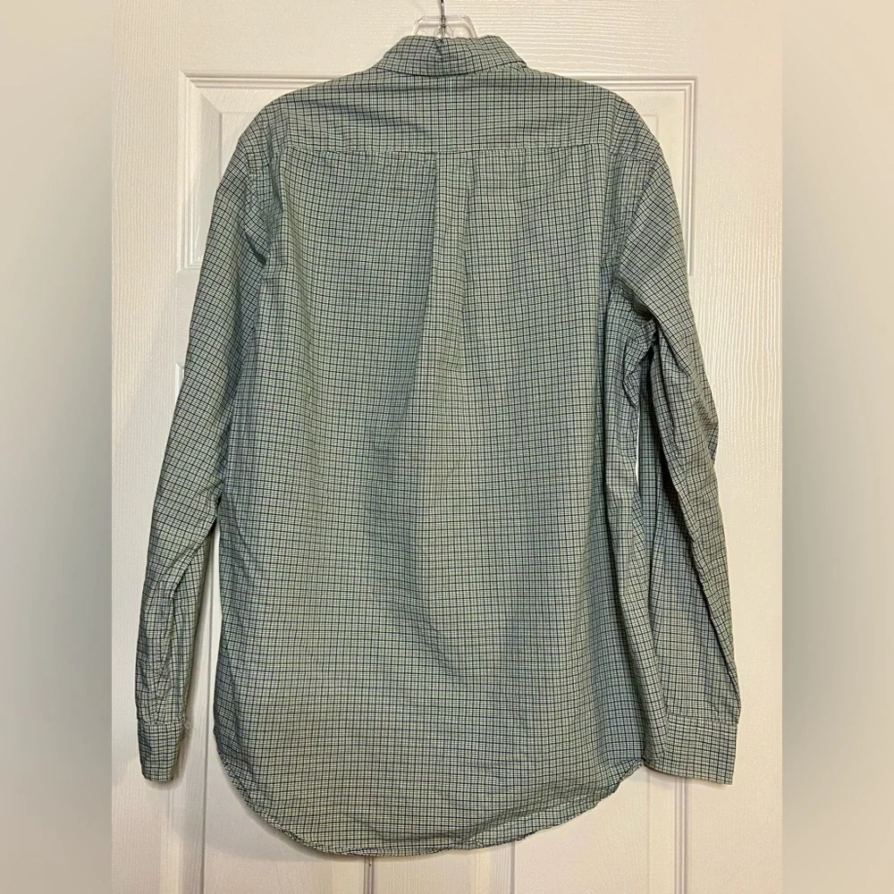 Polo Ralph Lauren Checked Shirt Mens Large Blue Green Classic Fit 100% Cotton